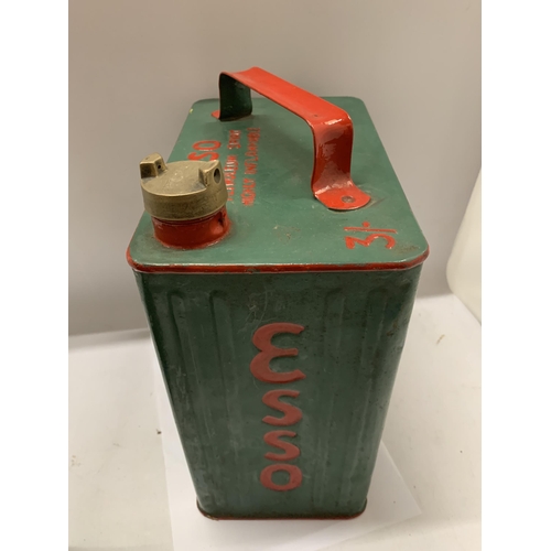 66 - A VINTAGE ESSO PETROL CAN WITH BRASS TOP