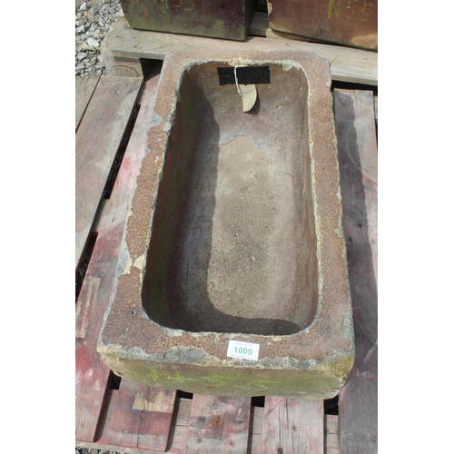 1005 - BROWN GLAZED TROUGH  NO VAT