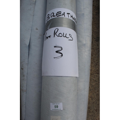 59 - 3 ROLLS OF 1M BREATHABLE FELT  NO VAT