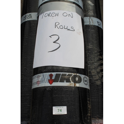 74 - 3 ROLLS OF 1M BREATHABLE TORCH ON FELT  NO VAT