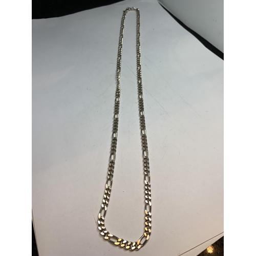 689 - A SILVER FIGARO NECKLACE LENGTH 24 INCHES