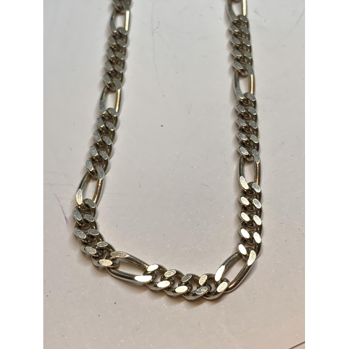 689 - A SILVER FIGARO NECKLACE LENGTH 24 INCHES