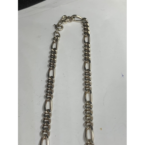 689 - A SILVER FIGARO NECKLACE LENGTH 24 INCHES