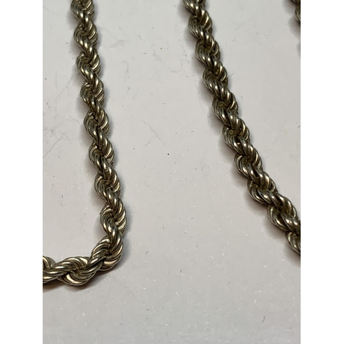 690 - A SILVER ROPE CHAIN NECKLACE AND BRACELET