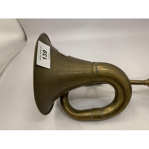 139 - A VINTAGE BRASS CAR HORN