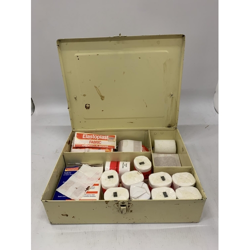 142 - A VINTAGE FIRST AID TIN WITH CONTENTS