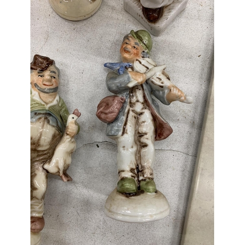 176 - A QUANTITY OF CONTINENTAL POTTERY FIGURES - 5 IN TOTAL HEIGHT 13CM