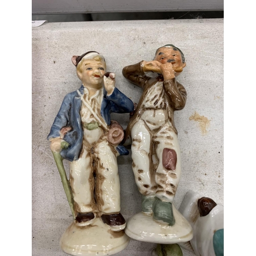 176 - A QUANTITY OF CONTINENTAL POTTERY FIGURES - 5 IN TOTAL HEIGHT 13CM