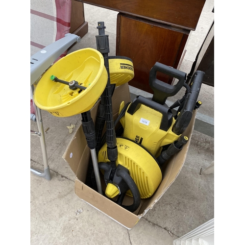 1876 - A KARCHER K2 PRESSURE WASHER AND VARIOUS ATTATCHMENTS