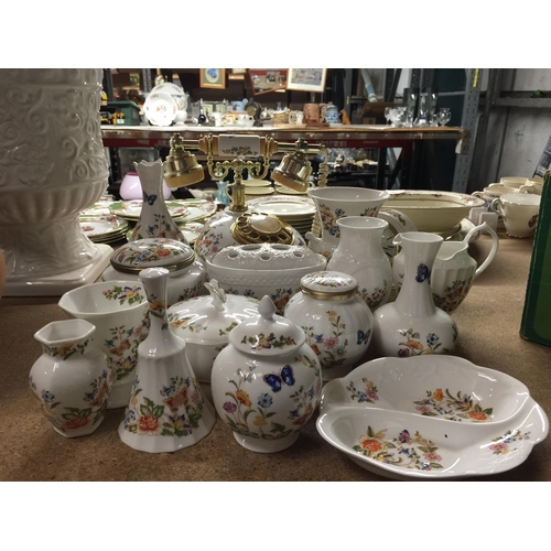 1088 - A LARGE QUANTITY OF AYNSLEY CHINA TO INCLUDE A TELEPHONE, VASES, TRINKET BOXES, A BELL, ETC