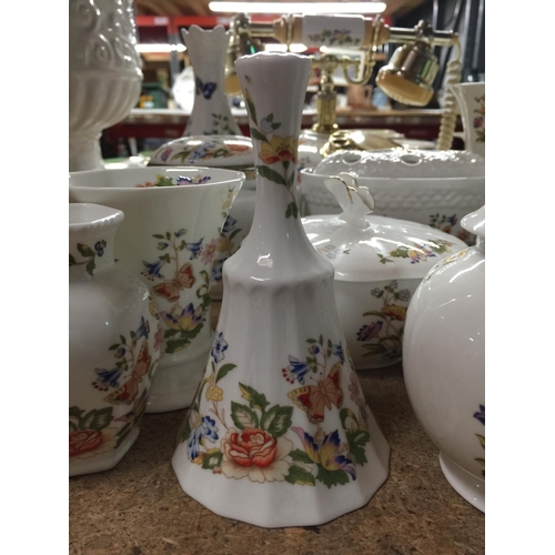 1088 - A LARGE QUANTITY OF AYNSLEY CHINA TO INCLUDE A TELEPHONE, VASES, TRINKET BOXES, A BELL, ETC