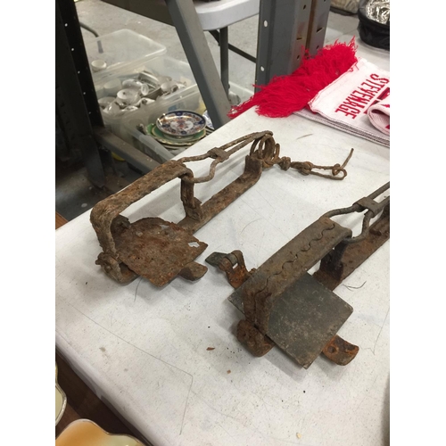 1198A - TWO VINTAGE METAL BEAR TRAPS