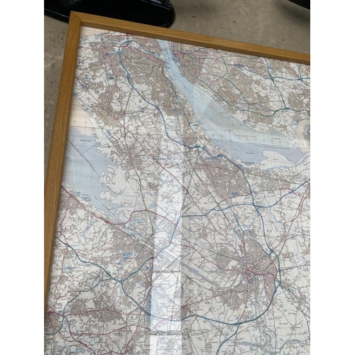 1988 - A LARGE FRAMED ORDNANCE SURVEY MAP OF CHESHIRE, 51
