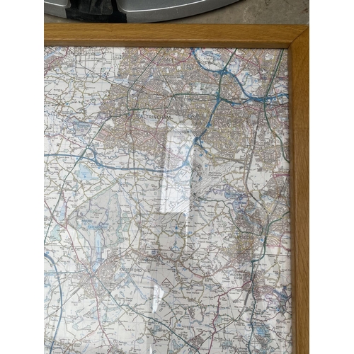 1988 - A LARGE FRAMED ORDNANCE SURVEY MAP OF CHESHIRE, 51