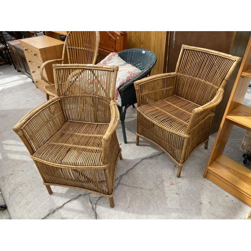 2947 - A PAIR OF WICKER AND BAMBOO CONSERVATORY CHAIRS