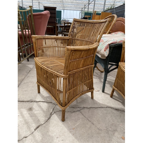 2947 - A PAIR OF WICKER AND BAMBOO CONSERVATORY CHAIRS