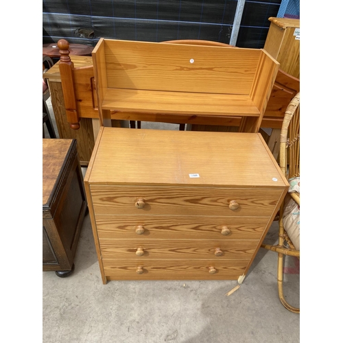 2949 - A MODERN PINE CHEST OF FOUR DRAWERS, 29.5