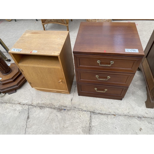 2961 - A G-PLAN THREE DRAWER BEDROOM CHEST AND OAK MEREDEW BEDSIDE LOCKER