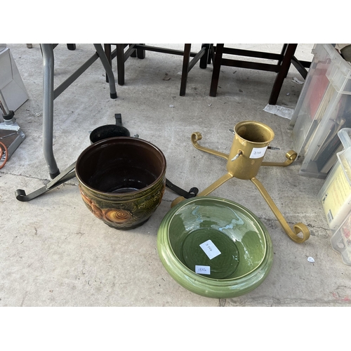 1872A - TWO CERAMIC BOWLS AND TWO CHRISTMAS TREE STANDS