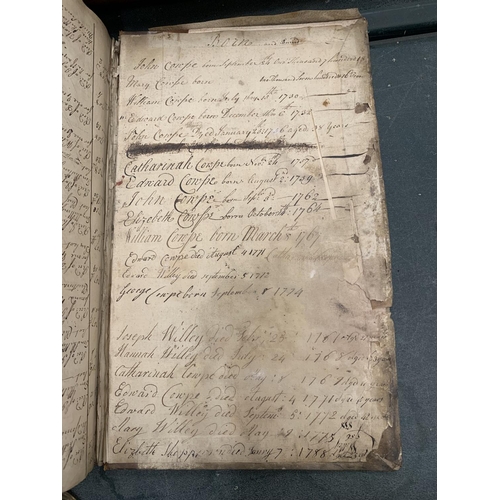 238 - AN ANTIQUE SHIPPING LEDGER DATED 1756 IN THE NAME OF EDWARD COWPE? (CAN'T QUITE DECIPHER HIS LAST NA... 