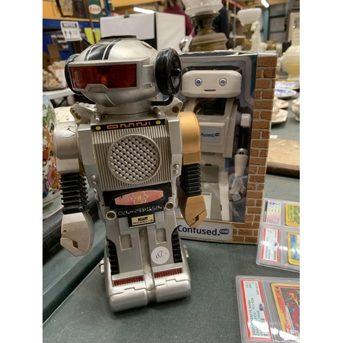 239 - TWO TOY ROBOTS TO INCLUDE BOXED CONFUSED.COM EXAMPLE