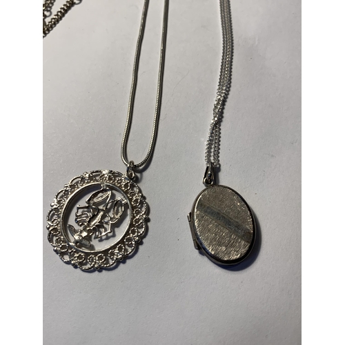 537 - FOUR SILVER NECKLACES WITH PENDANTS