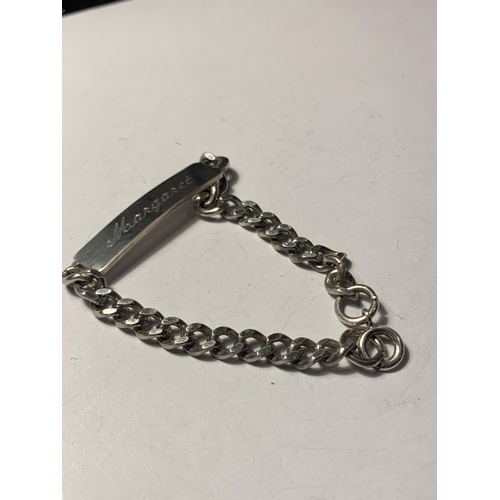 550 - A SILVER ID BRACELET ENGRAVED