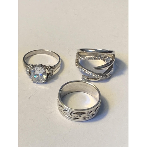 564 - FIVE VARIOUS SILVER RINGS