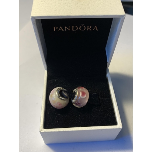 592 - TWO PANDORA CHARMS IN A PRESENTATION BOX