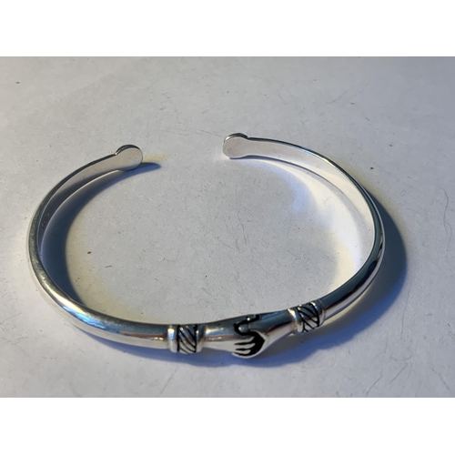 598 - TWO SILVER BANGLES