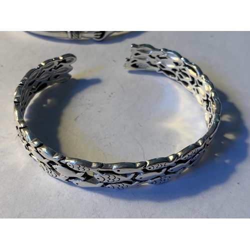 598 - TWO SILVER BANGLES