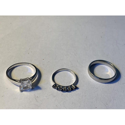 603 - FIVE VARIOUS SILVER RINGS