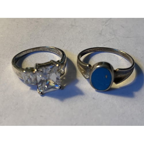 606 - FIVE VARIOUS SILVER RINGS