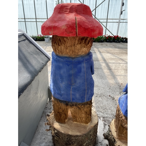 173 - A PADDINGTON BEAR WOOD CARVING APPROXIMATELY 100CM TALL NO VAT