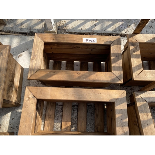 199 - TWO WOODEN GARDEN PLANTERS NO VAT