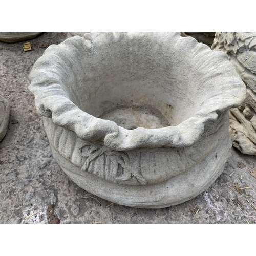 238 - A PAIR OF  SACK SHAPED PLANTERS NO VAT