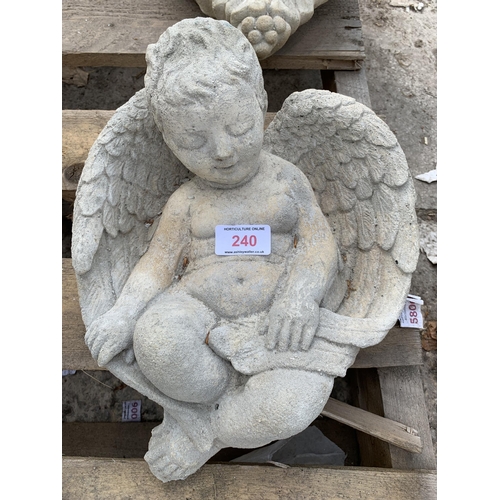 240 - A GABE SLEEPING CHERUB & A CHERUB WALL MOUNTED PLAQUE NO VAT