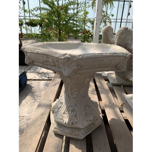 248 - A GOTHIC BIRD BATH WITH A HEXAGONAL TOP NO VAT