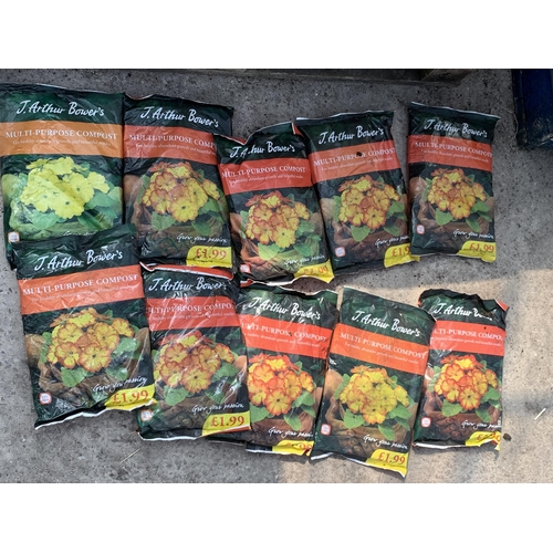 308 - TEN 2L BAGS OF  J ARTHUR BOWERS MULTI PURPOSE COMPOST NO VAT