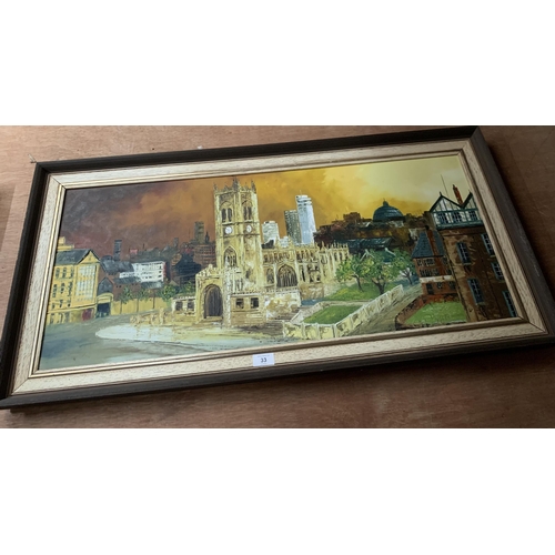 33 - * GAZIER (20TH CENTURY) 'MANCHESTER CATHEDRAL', OIL ON CANVAS, 40 X 91CM, SIGNED, TITLE & DATE 78 VE... 