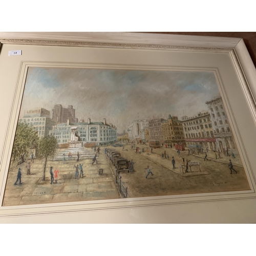 34 - * LIZ TAYLOR (BRITISH, 20TH CENTURY) 'PICCADILY MANCHESTER' PASTEL, SIGNED AND DATED 85, 42 X 64CM, ... 