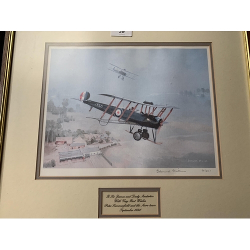 39 - * EDMUND MILLER (BRITISH, 1929) AVRO 540 BIPLANES IN FLIGHT, LIMITED EDITION 16/50, SIGNED BY THE AR... 