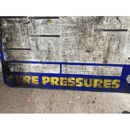 1635 - A VINTAGE METAL MICHELIN TYRE PRESSURES SIGN