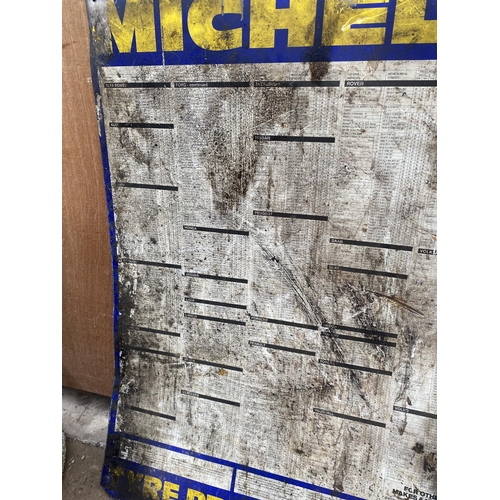 1635 - A VINTAGE METAL MICHELIN TYRE PRESSURES SIGN