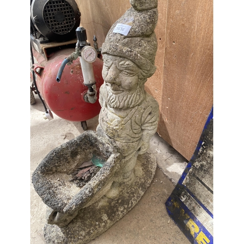 1636 - A RECONSTITUTED STONE GARDEN GNOME PLANTER