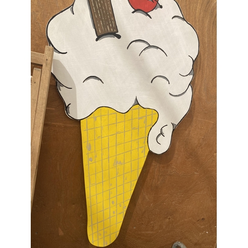 1643 - A PAINTED WOODEN ICE CREAM SHOP DISPLAY SIGN