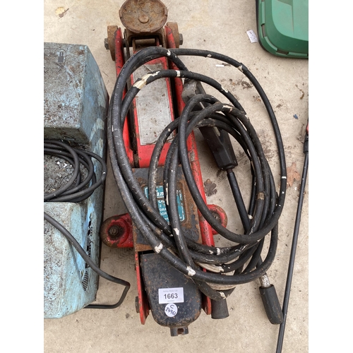 1663 - 2 X ITEMS - A KEW HOBBY 88 PRESSURE WASHER AND HYDRAULIC FLOOR JACK