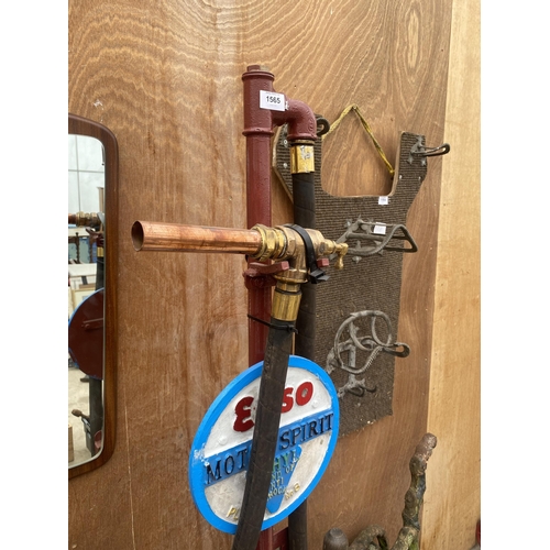 1565 - AN 'ESSO' PETROL PUMP WITH BRASS NOZZLE