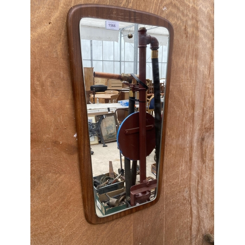 1566 - A MID CENTUARY RETRO TEAK WALL MIRROR