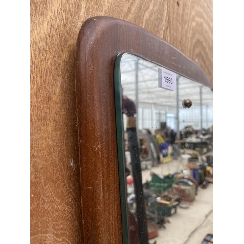 1566 - A MID CENTUARY RETRO TEAK WALL MIRROR